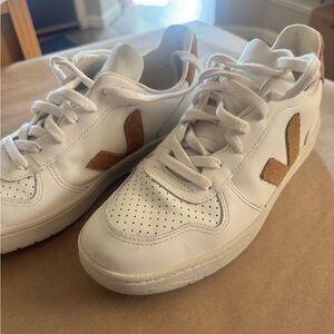 Veja White Sneakers with Tan Details